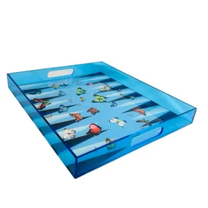 Game - Backgammon Tray - Blue Butterfly